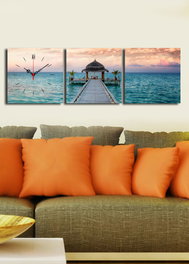 Wallity Conjunto de 3 Relojes de Pared de Lienzo Decorativo Multicolor